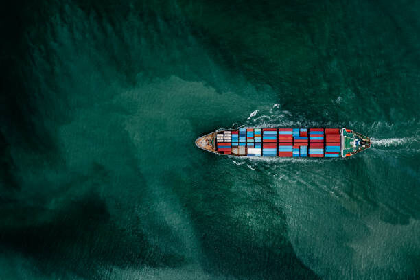 containerr ship from above
